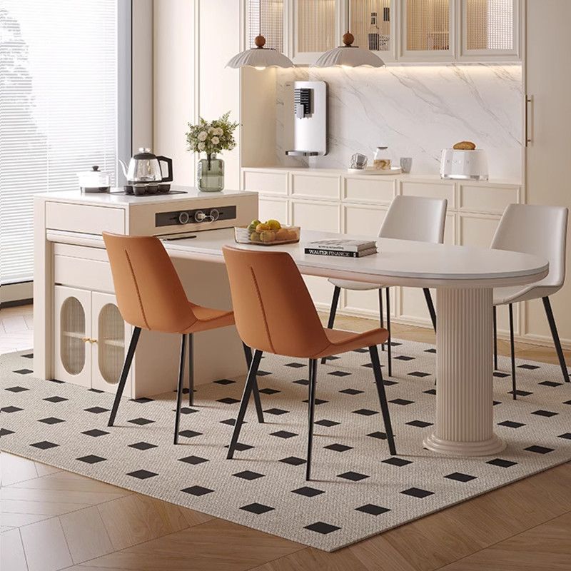 New Retractable Solid Wood Slate Island Dining Table and Chair Combination for Home Modern Small Apartment Simple Retractable Dining Table