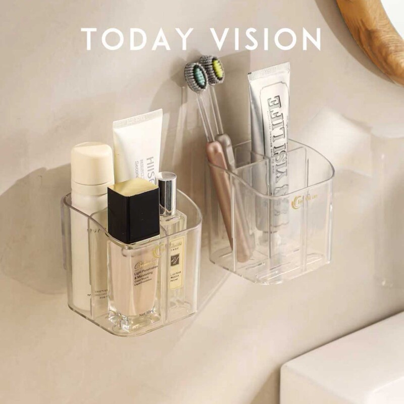Desktop Storage Rack, Plastic Transparent Cosmetic Storage Box, Household Daily Necessities Storage and Cleaning Organizer