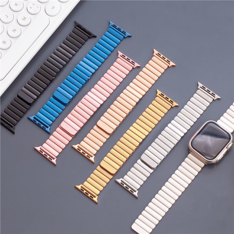 For Apple Apple Watch Stainless Steel Magnetic Strap Huawei GT4 One Bead Slub Lace S9 Watch Strap