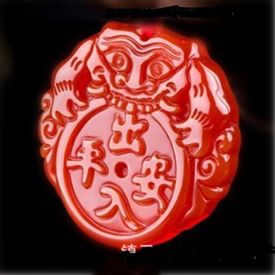 Factory wholesale Jade red agate brave tiger head into peace car hanging gift tassel pendant