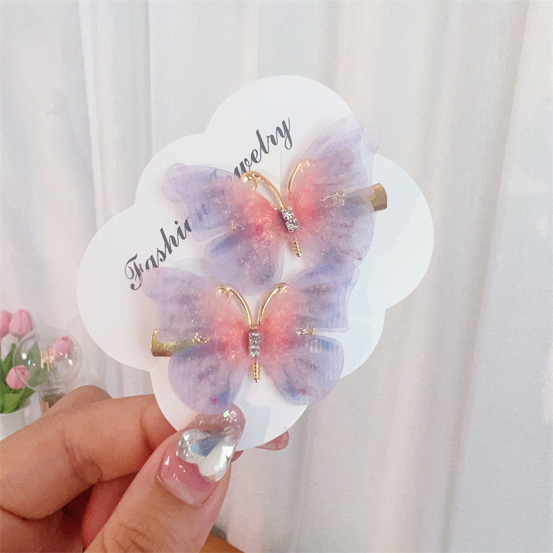 Fairy Style Gradient Color Butterfly Plastic Resin Rhinestone Hair Clip display picture 4