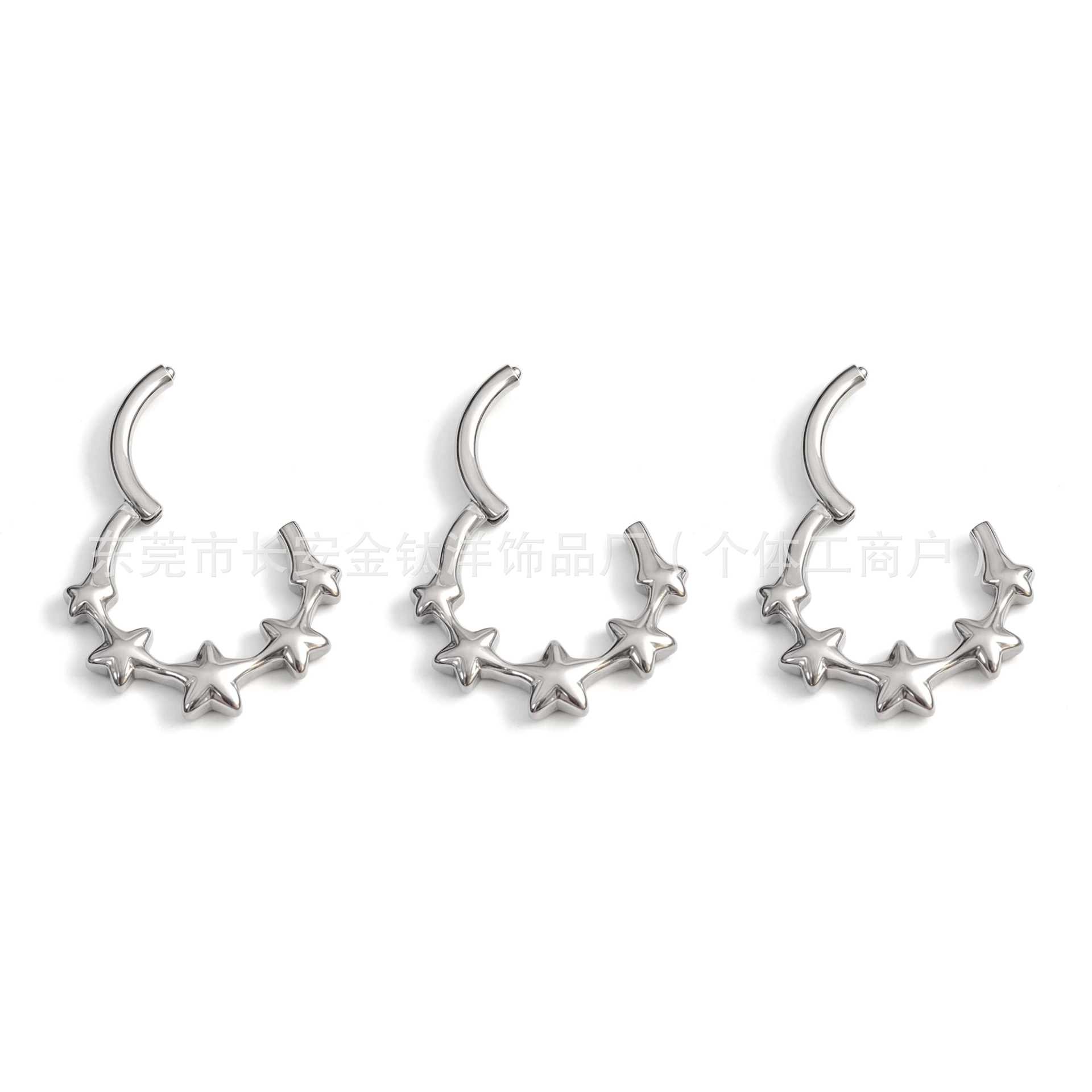 F136 Titanium Star Closed Ring Pinless Hoop Earrings Lip Nose Ring Seamless Ring Body Piercing Jewelry detail image 7