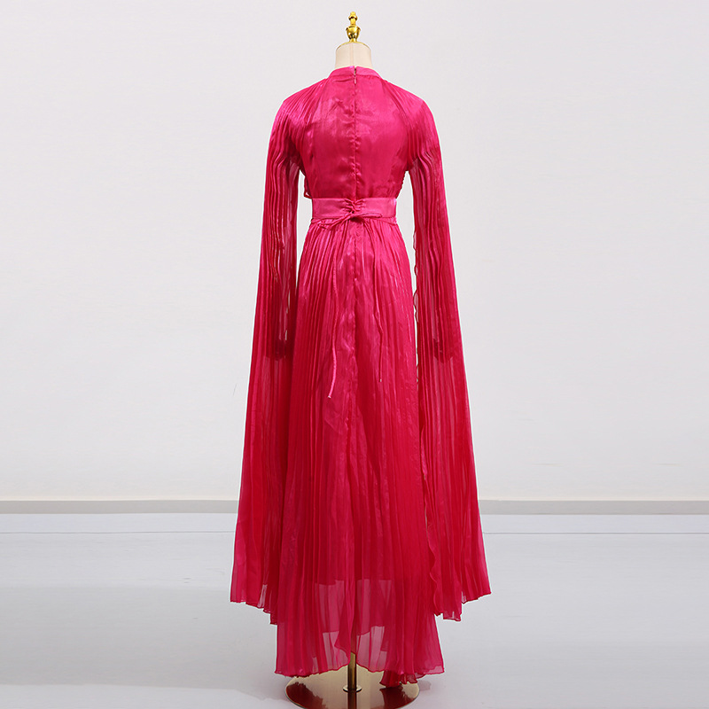 French Royal Super Long Sleeve Retro Dance Club Formal Cinched Pleated Dress 19 French Royal Super Long Sleeve Retro Dance Club Formal Cinched Pleated Dress