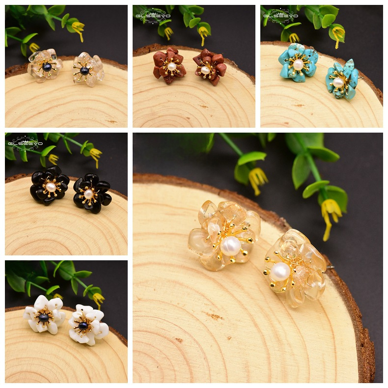 Genuine retro design earrings from pearl with tassels