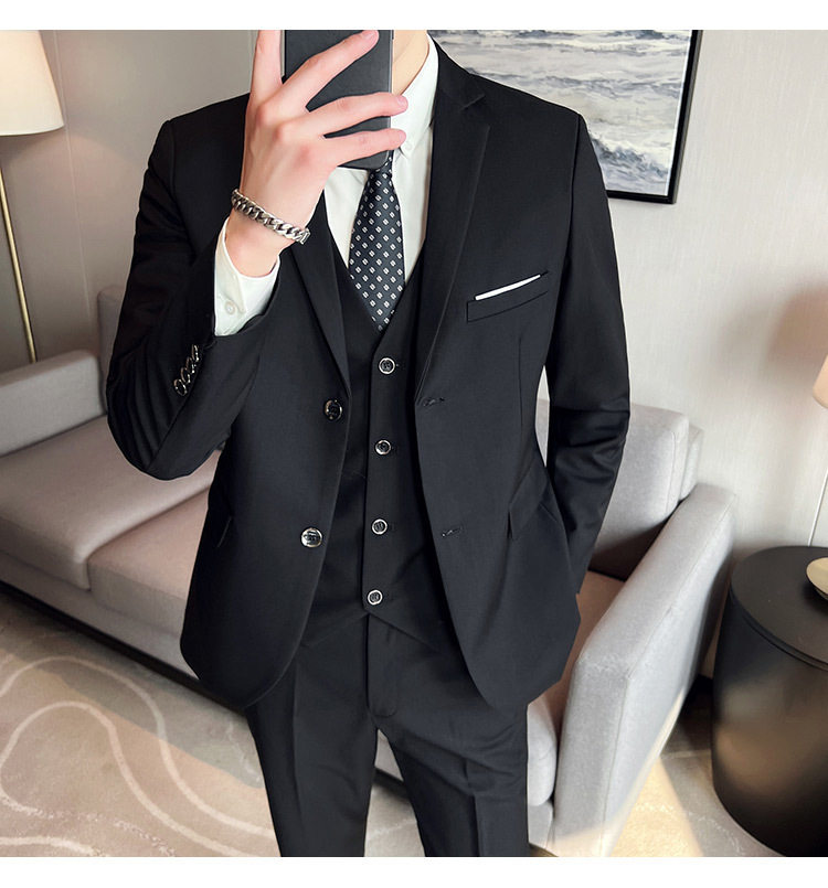 Bộ vest nam ba món ôm dáng, áo vest công sở cho nhân viên văn phòng và chú rể — Burgundy (áo đơn hai nút), Burgundy (áo đơn một nút), Màu xanh (áo đơn hai nút), Màu xanh (áo đơn một nút) chi tiết 7