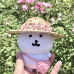 13cm高颜值自嘲熊毛边草帽娃用帽子棉花娃娃配饰可爱换装diy装饰