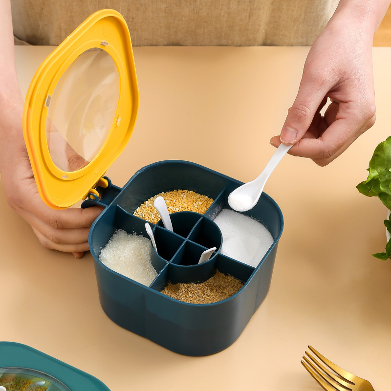 Household Kitchen Condiment Box Set Combination Multi-Compartment Salt MSG Pepper Storage Spices Condiment Bottle