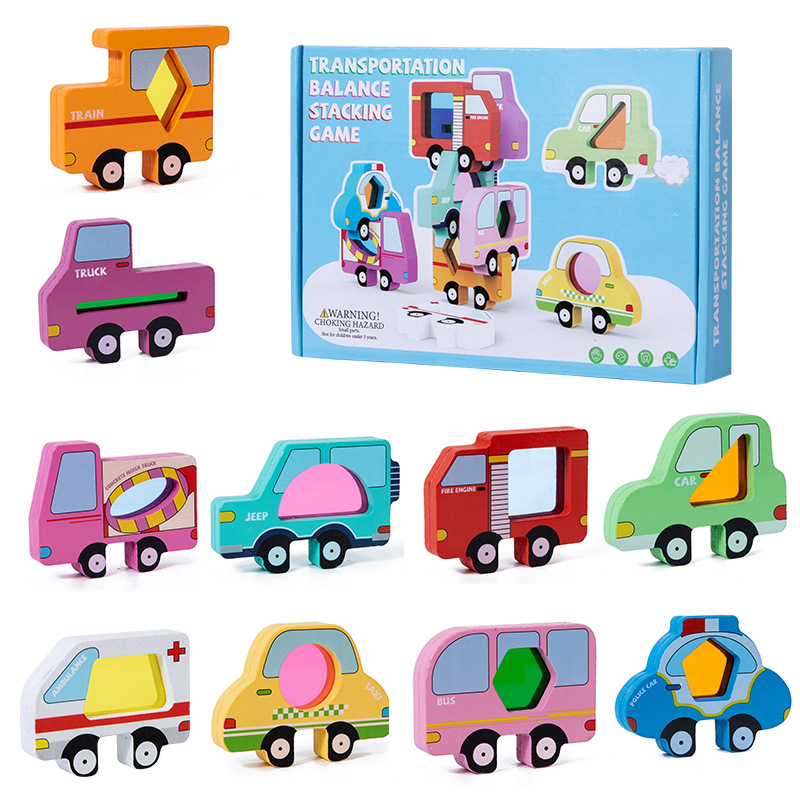 Animales de madera transfronterizos apilados de dibujos animados de alta creatividad lindo equilibrio de mesa apilados juguetes de puzzle para niños image 9