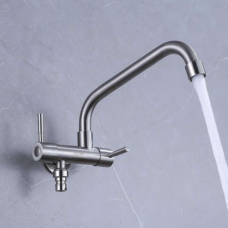 304 stainless steel balcony, one in and two out, dual switch, dual water outlet, washing machine, mop sink, dual control faucet full figure