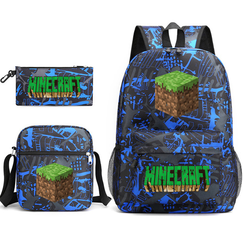 Minecraft My World Student Large Capacity Printed Three-Piece Backpack Set for Boys and Girls