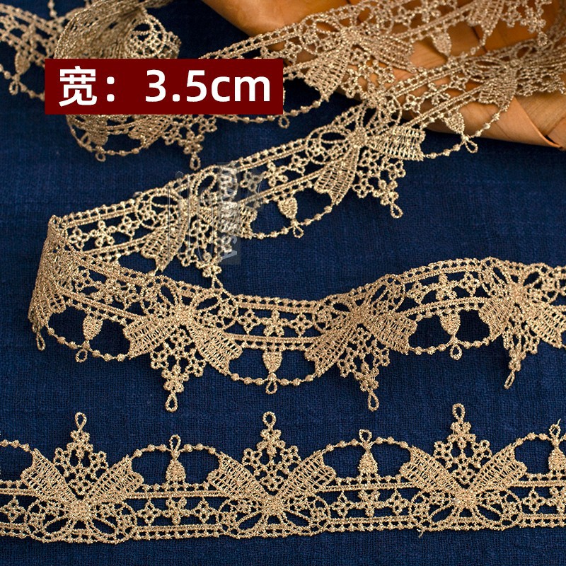 hilo de oro bordado soluble en agua rosa oro encaje encaje DIY ropa hecha a mano lolita accesorios fabricantes al por mayor