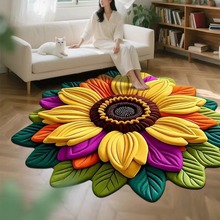 新款3D立体花朵防滑水晶绒地毯现代简约客厅装饰垫卧室床边地毯