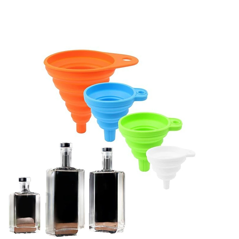 Заводская складная воронка пищевого класса, складная силиконовая воронка, портативная кухонная воронка для утечки масла, выдвижная, устойчивая к высоким и низким температурам