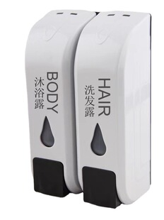 Hotel double-head manual soap dispenser bathroom bath wall-mounted shampoo shower gel box single-head hand sanitizer box
