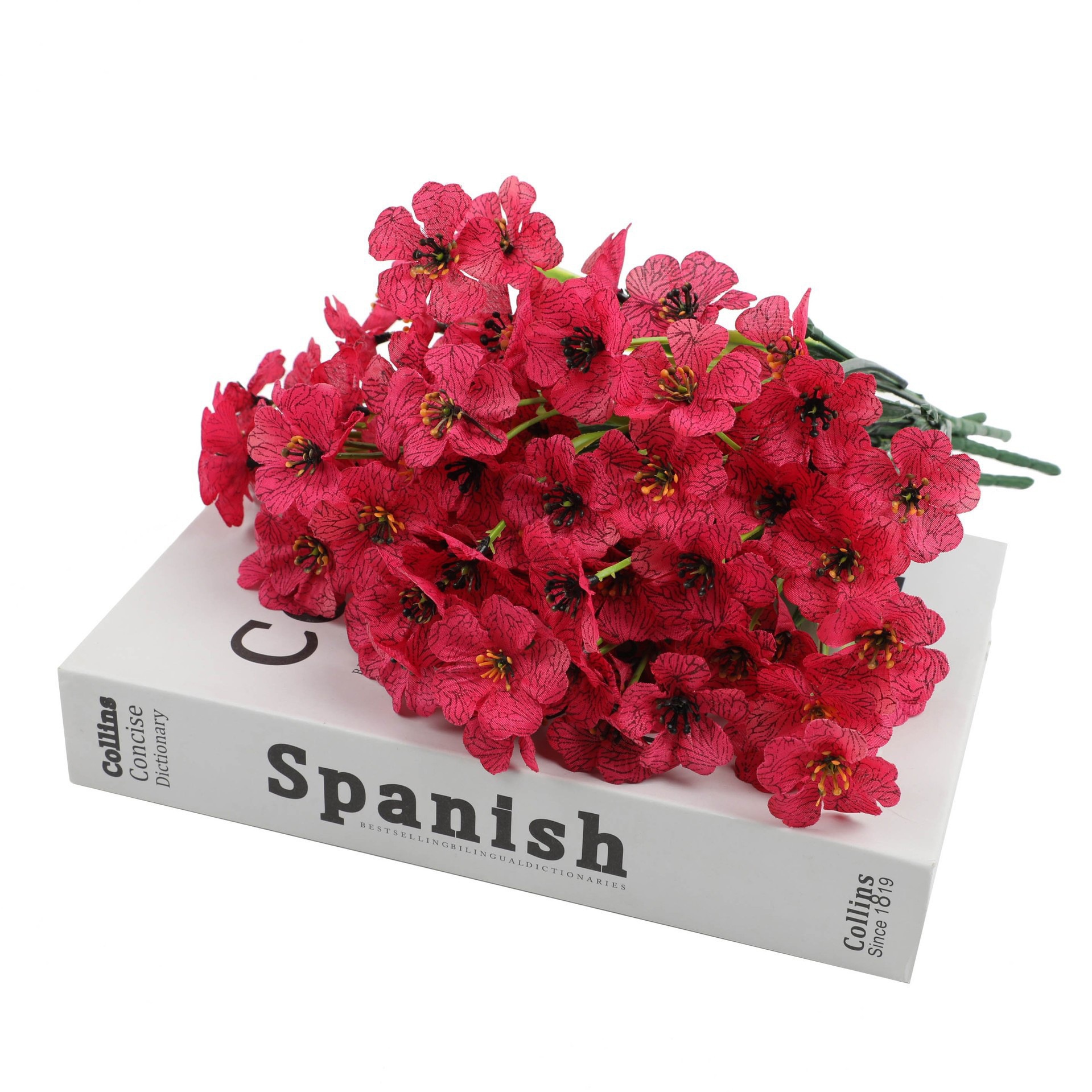 Simulación de plantas acuáticas plástico hierba de primavera flor violeta serigrafía hierba de primavera de cinco cabezas pequeña margarita flor falsa accesorios decorativos al por mayor