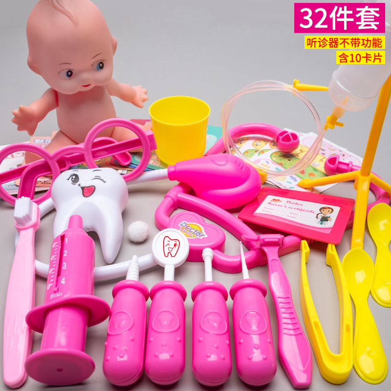 Los niños juegan a las casitas pequeño doctor juego de juguete chica enfermera herramienta inyección caja médica estetoscopio Masculino