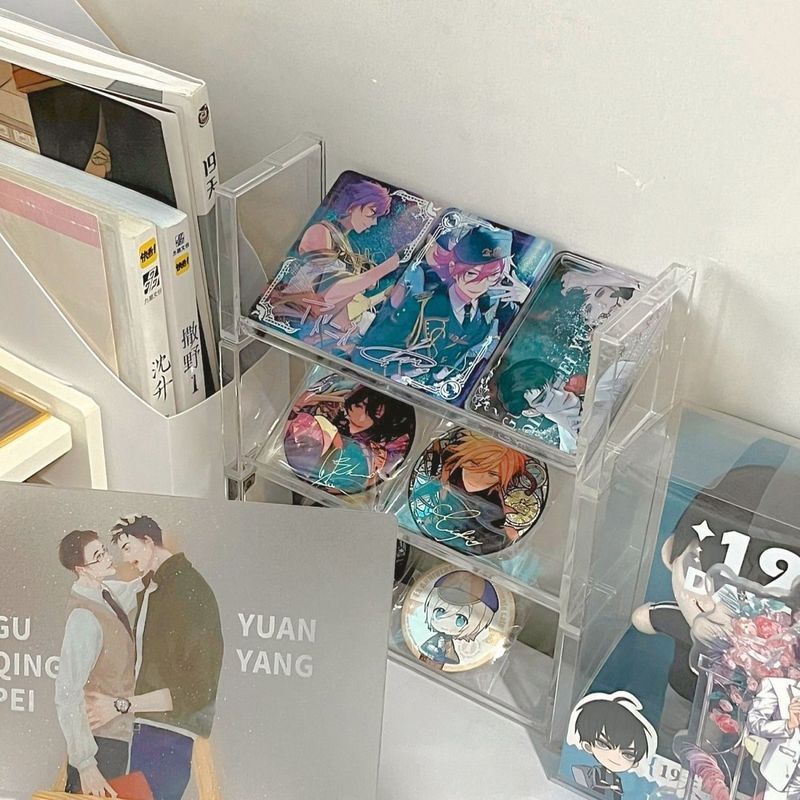 阶梯式展示陈列架多层可叠加化妆品置物架桌面ins透明吧唧亚克力|undefined