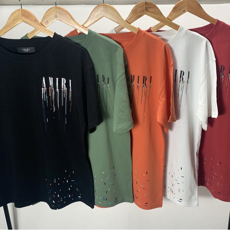 Amiri Amiri Splash-Ink Letter Print Unisex T-Shirt Amiri Amiri Splash-Ink Letter Print Unisex T-Shirt