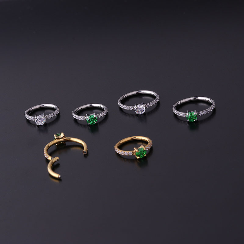 Womenu0027S Fashion Round Stainless Steel Metal Earrings Nose Ring Inlaid zircon Zircon
