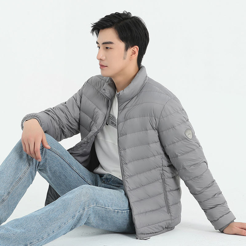 90% pato blanco abajo chaqueta soporte collar nuevo estilo moda delgada manga larga chaqueta con forro logo se puede imprimir