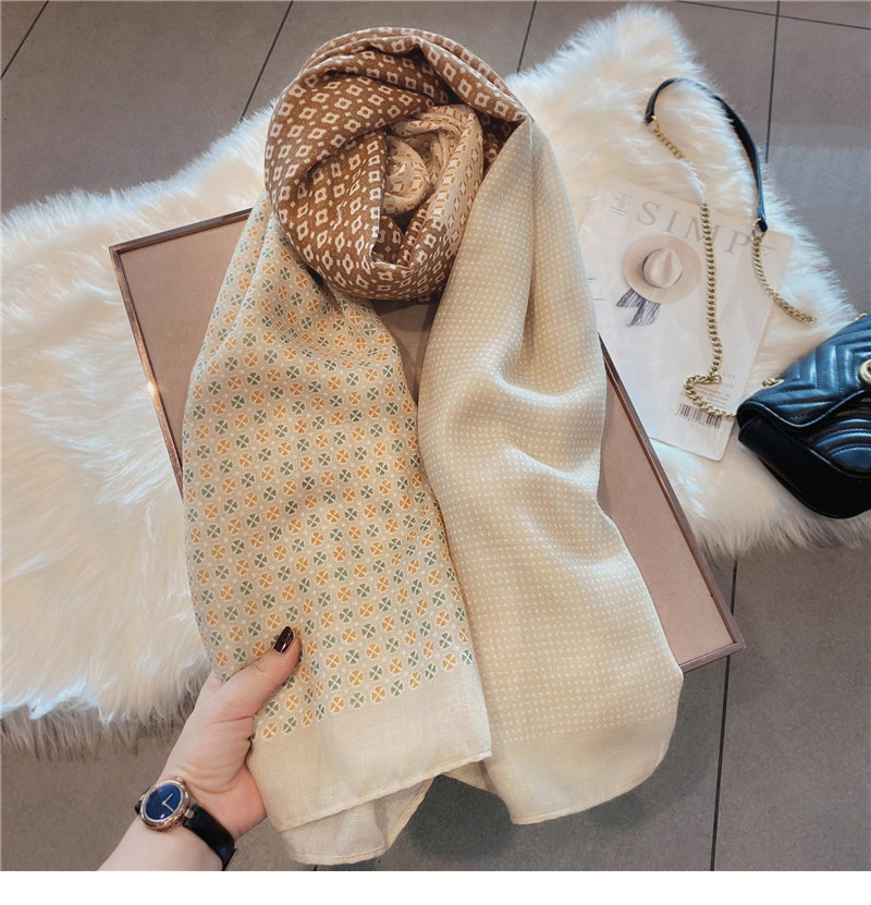 Herbstfarbe, elegant, kleine Blume, Baumwoll- und Leinengefühl, Schal für Damen, Frühling und Herbst, langer, klimatisierter Schal, Winter, warmer Seidenschal_voghion.com