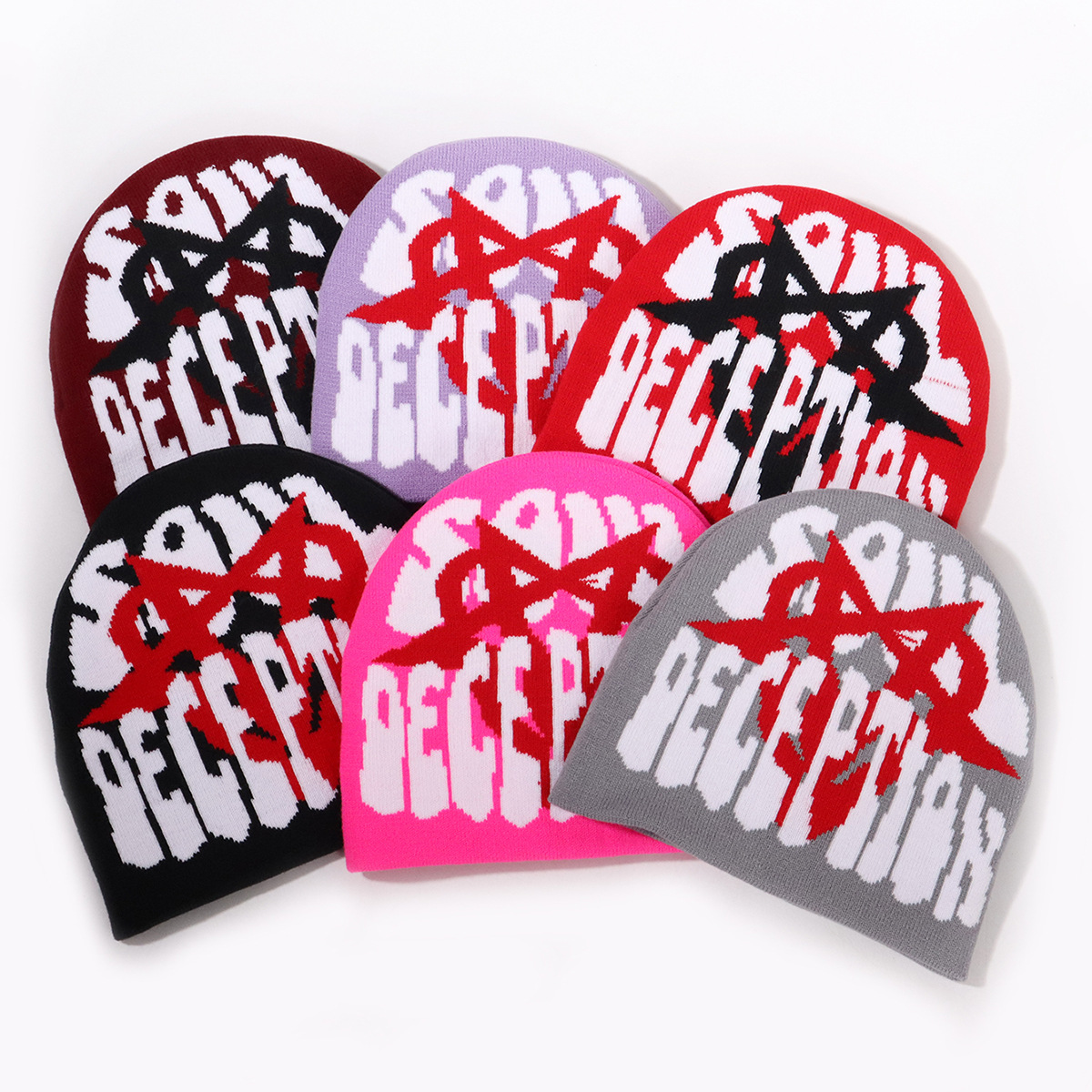 Unisex Personality trend Heart Star single-sided knitted hat outdoor cycling sports warm and cold_voghion.com