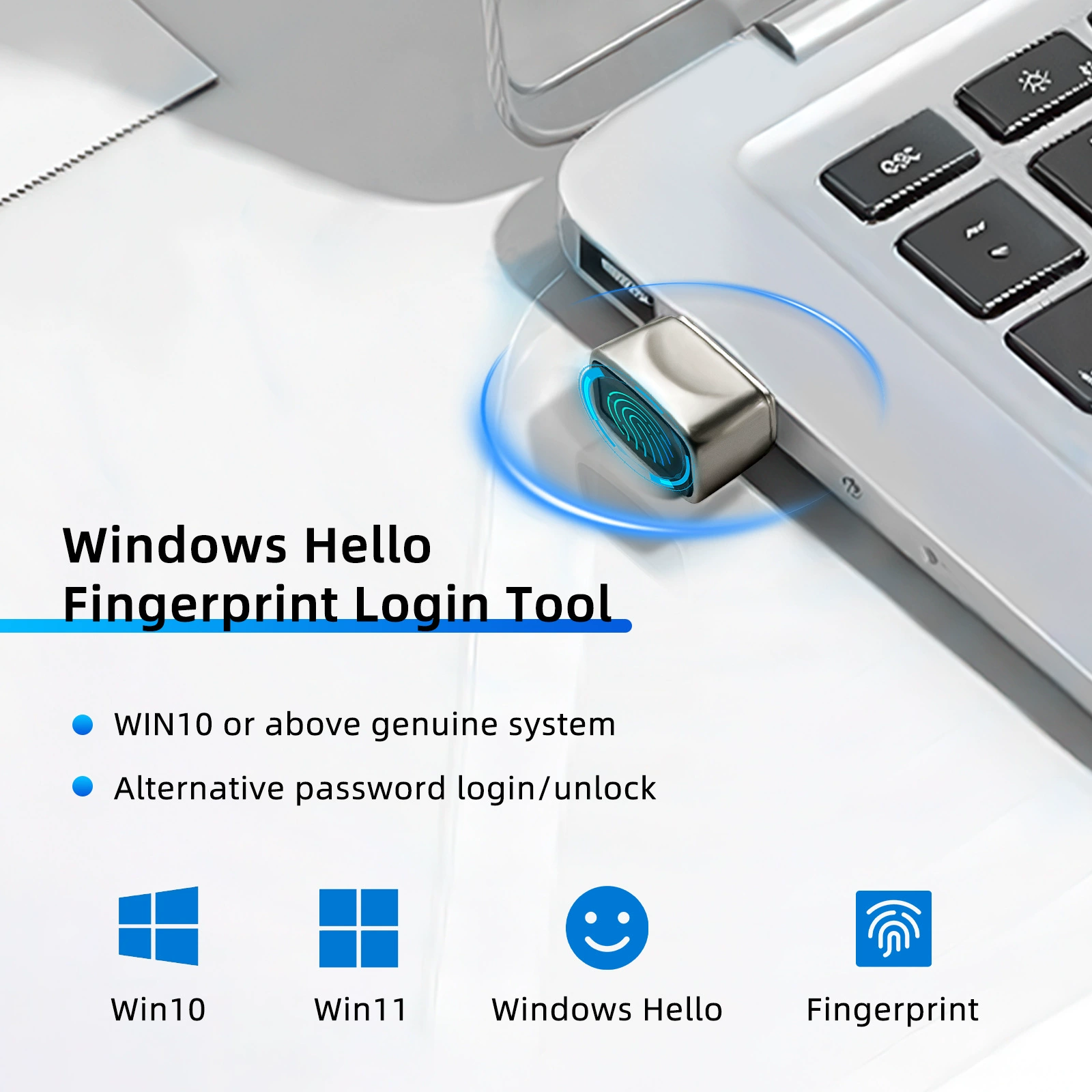 Компьютерная разблокировка по отпечатку пальца Windows Hello, считыватель отпечатков пальцев, разблокировка Win10/11
