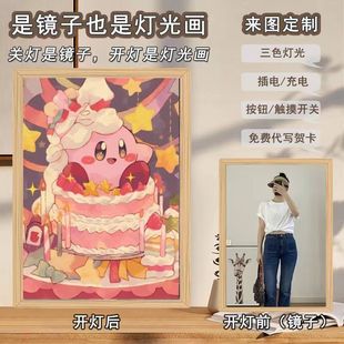 Mirror light painting star khaki birthday cake cartoon girl heart room decoration night light can be sent on behalf of one piece
