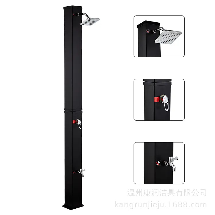 Wenzhou Kangrun 40L negro de gran capacidad cuadrada forma europea columna de ducha tanque de agua piscina al aire libre jardín ducha