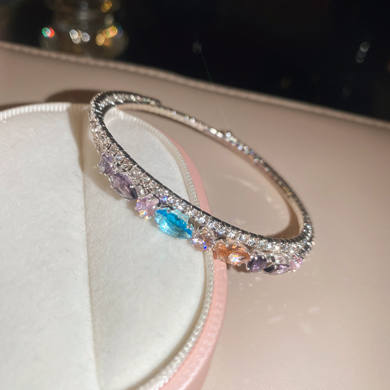 Diamantes arroz redondo geométrico pulsera elástica de doble capa temperamento pulsera de moda de alta calidad lujo ligero nicho joyería al por mayor
