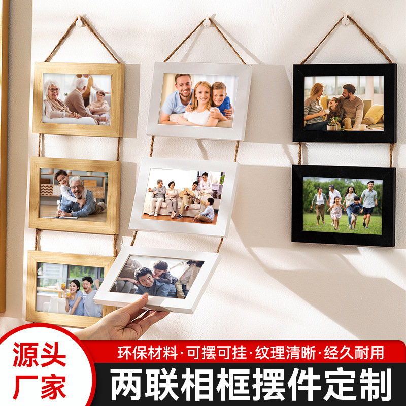 Cross-border hanging photo frame collage wooden photo frame atmosphere handmade 3 frame suit vertical country do old style