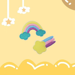 Rainbow Shooting Star Embroidered Fabric Patch for Children's Accessories Decor Iron-on Patch Cute Cartoon Computer Embroidered Patch