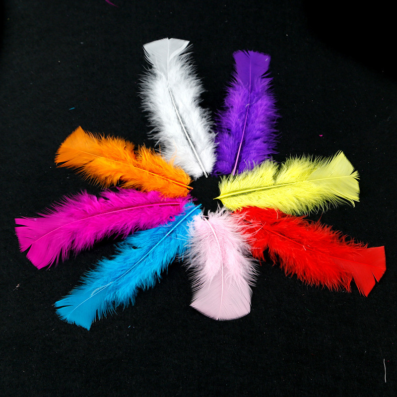 Turkey Feather Flat Velvet 10-15cm Bleached Raw Feather Colored Black DIY Decorative Fabric Edge Feather Strip Material