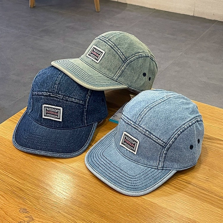 Vintage Baseballkappen aus Denim mit flachem Schirm für Herren und Damen, Harajuku Snapback Cap, modische Streetwear, 5-Panel-Skateboard-Mütze, Casquette, Gorra – Detail 3