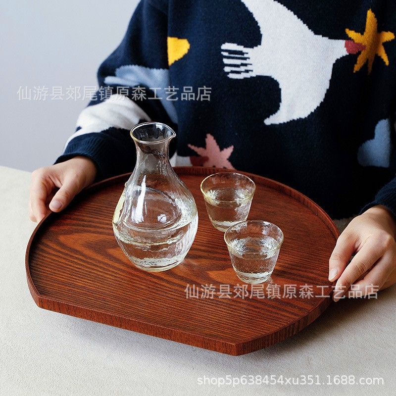 Estilo ins plato de cena bandeja de madera semicírculo té japonés bandeja plato de almacenamiento postre plato de merienda media luna vajilla plato de madera