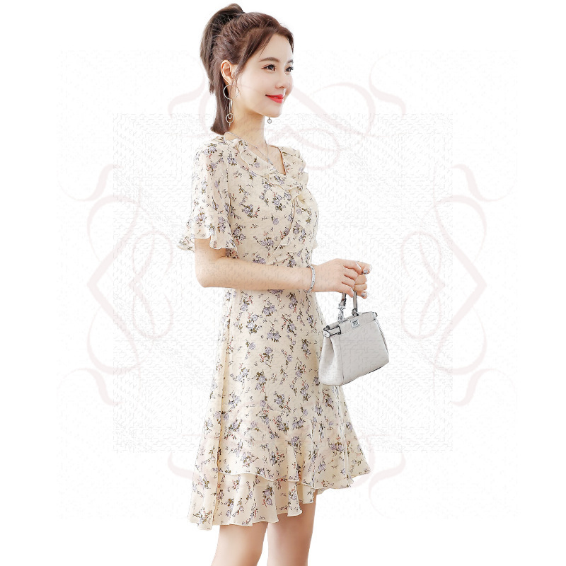 小个子雪纺碎花连衣裙女中长款2025年夏季新款气质减龄显瘦裙子潮|undefined