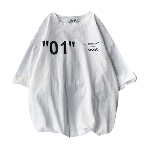 2025 Hong Kong Style Trendy Print Loose Half-Sleeve T-Shirt Summer Fashion Loose Round Neck Casual Short