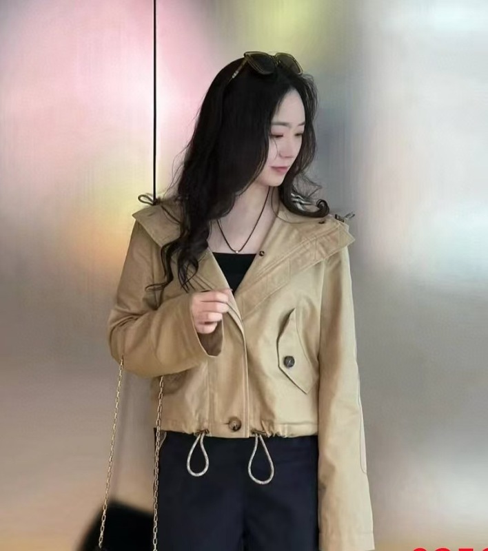 英伦格子25年秋季新款女连帽外套时尚百搭短外套女装|undefined