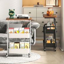 置物架多层收纳架蔬菜零食书本储物架客厅厨房带桌板小推车置物架