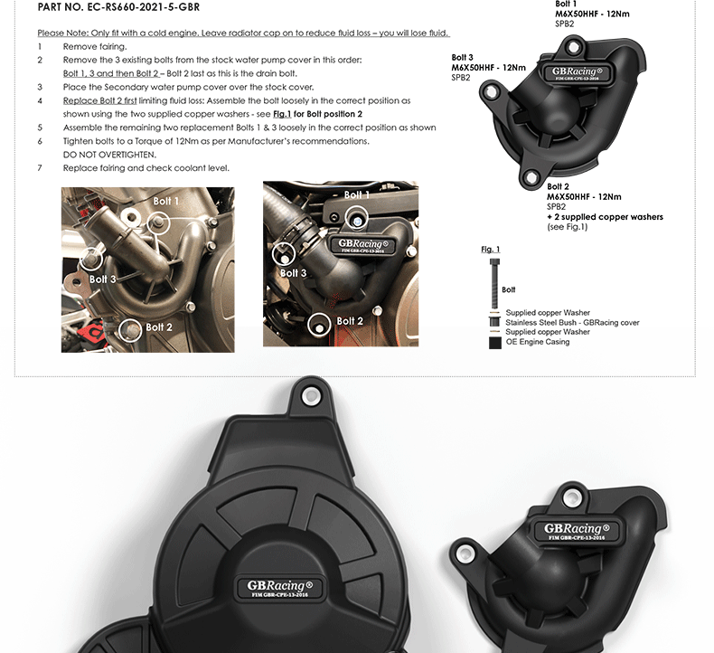 Suitable for Aprilia Rs660&Tuono660 Modified Engine Protective Cover Gbracing Anti-Fall Side Cover