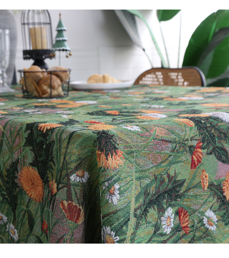 Schöne Elemente American Fresh rechteckige Tischdecke Jacquard Retro grün Stoff Tischdecke Abdeckung_voghion.com