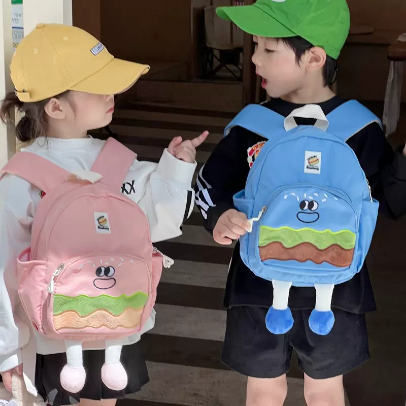 儿童双肩背包2025新款卡通汉堡宝宝双肩包男女童幼儿园小班书包