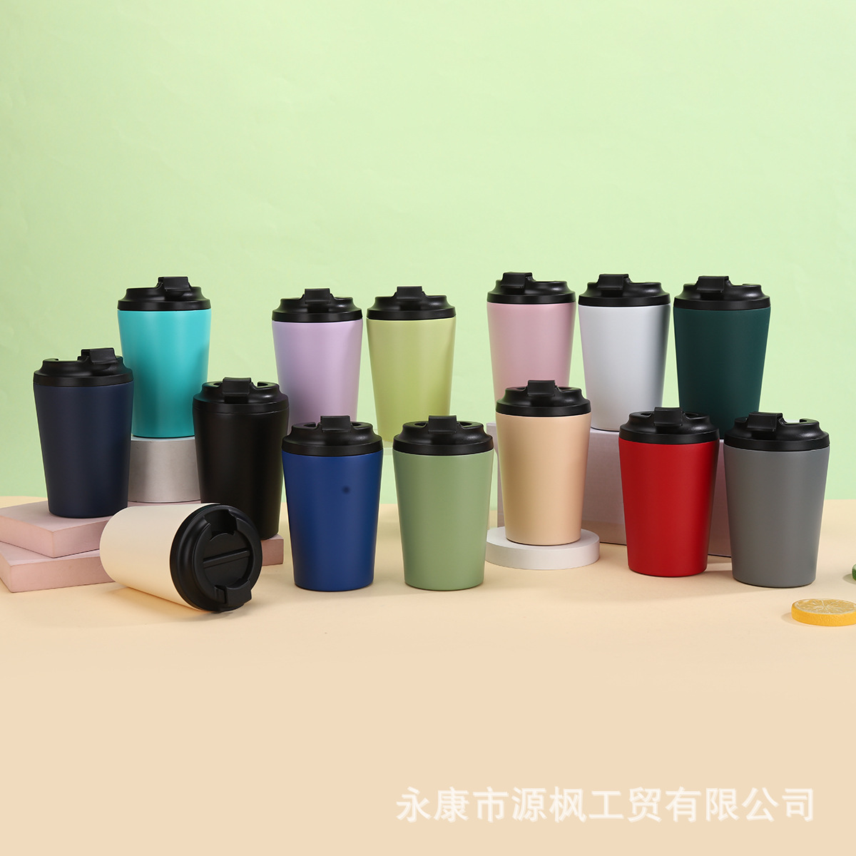 外贸简意咖啡杯304不锈钢咖啡杯真空办公创意水杯户外车载随手杯