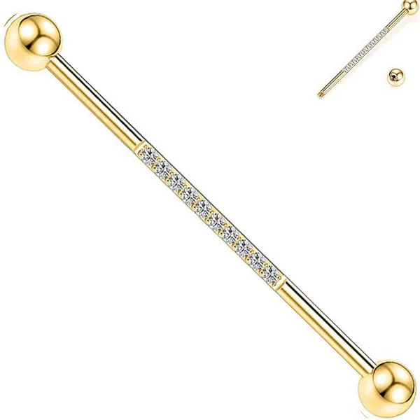 Stainless Steel Zircon Earrings Barbell Fashion Zirconium Ear Bone Nail European and American Punk Long Bar Ear Bone Nail Piercing Jewelry