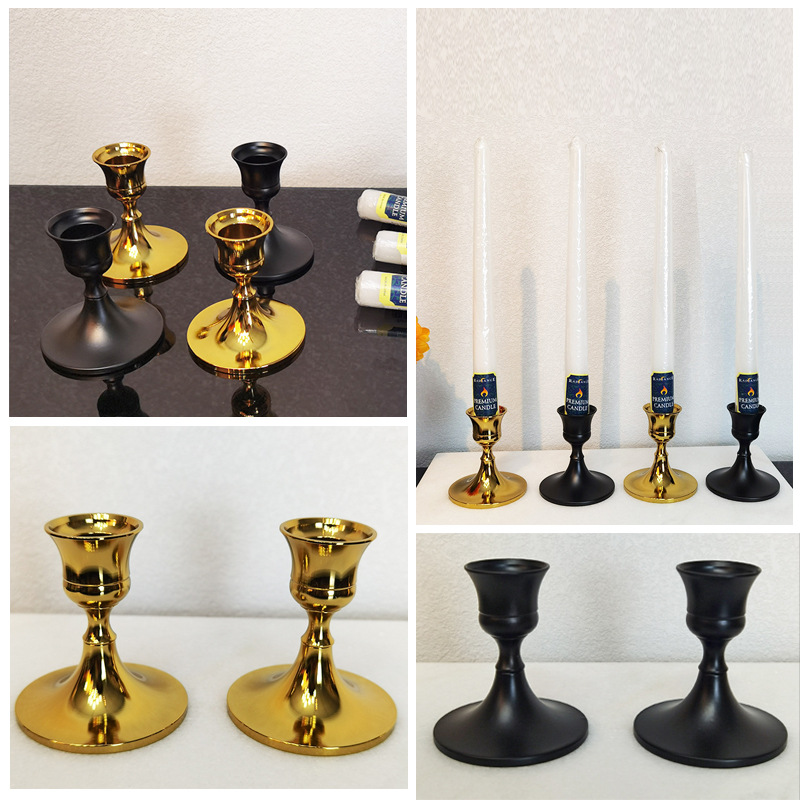 Nordic Plated Bell Candlestick Ornament Light Luxury Romantic Candlelight Dinner Prop Table Gold Black Small Candlestick