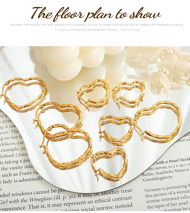 Fashion Heart Shape Titanium Steel Earrings Plating Stainless Steel Earrings 1 Pair