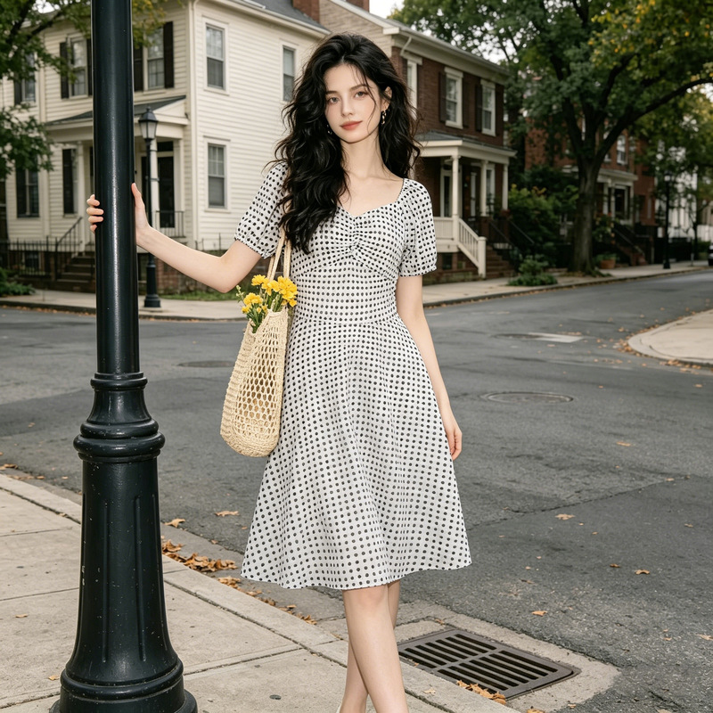 European and American Style Polka Dot Dress, Vintage 50S Flared Umbrella Skirt, Cross-Border Women's Clothing Wholesale