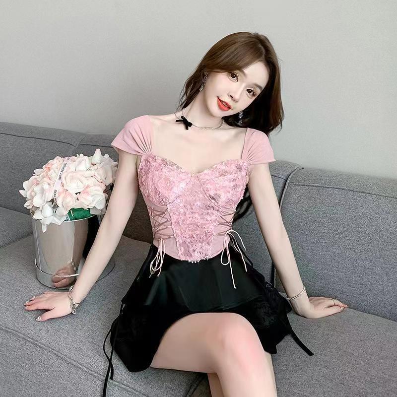 Lace Camisole Women's Summer Breathable Age-reducing Caution Machine French Sweet and Hot Style Slim-fit Sexy Top