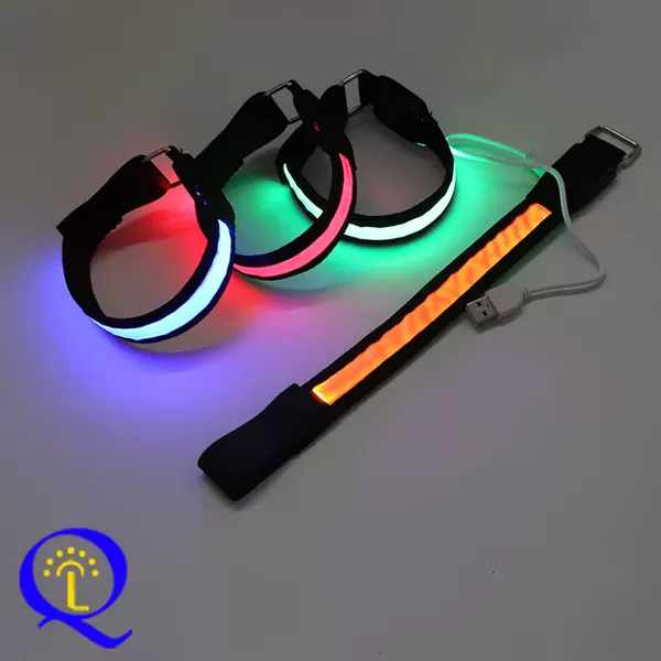 Cross-Border Led Light-Emitting Arm Band with USB Charging for Outdoor Cycling and Running, Light-Emitting Belt, Fiber Optic Light-Emitting Bracelet