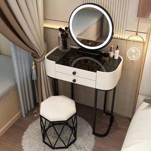 Transparent Slate Glass Light Luxury Master Bedroom Bedside Table Dressing Table Bedroom Modern Simple Dressing Table Small Apartment